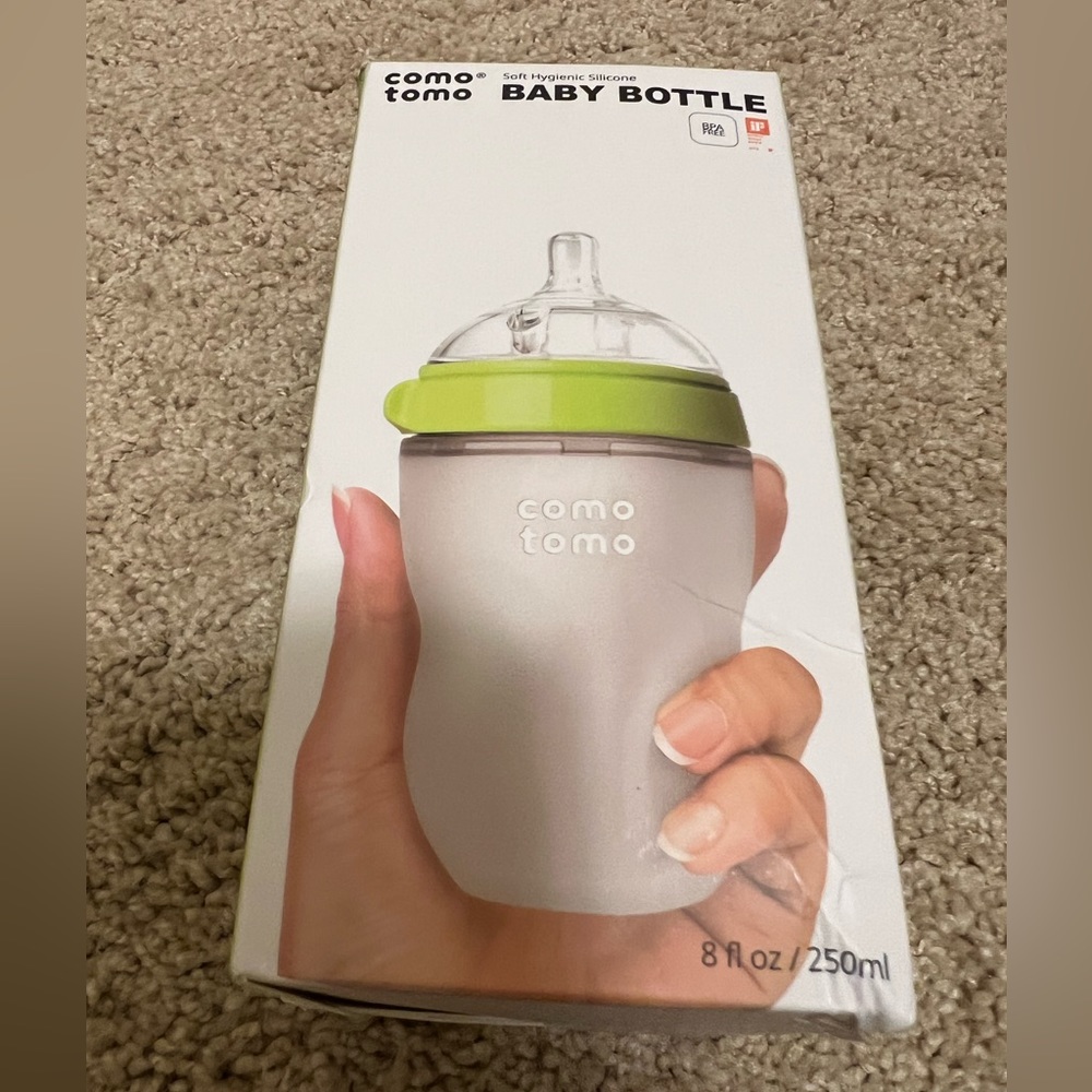 Comotomo Green & Gray Baby Bottle - 8 oz Silicone